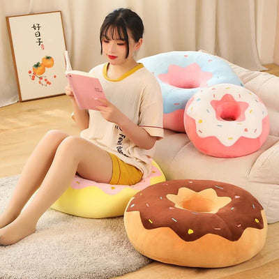 Coussin en forme de donut, peluche, quatre couleurs, 15" | 38 cm