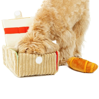 Juguete de olfateo para perros en forma de cesta de picnic de peluche, 7" | 17 centímetros