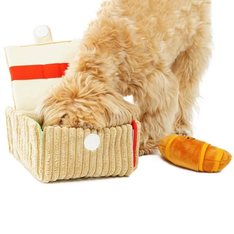 Juguete de olfateo para perros en forma de cesta de picnic de peluche, 7" | 17 centímetros