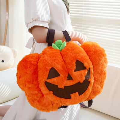 Halloween Pumpkin Plush Backpack – Stuffed Demon Pumpkin Bag