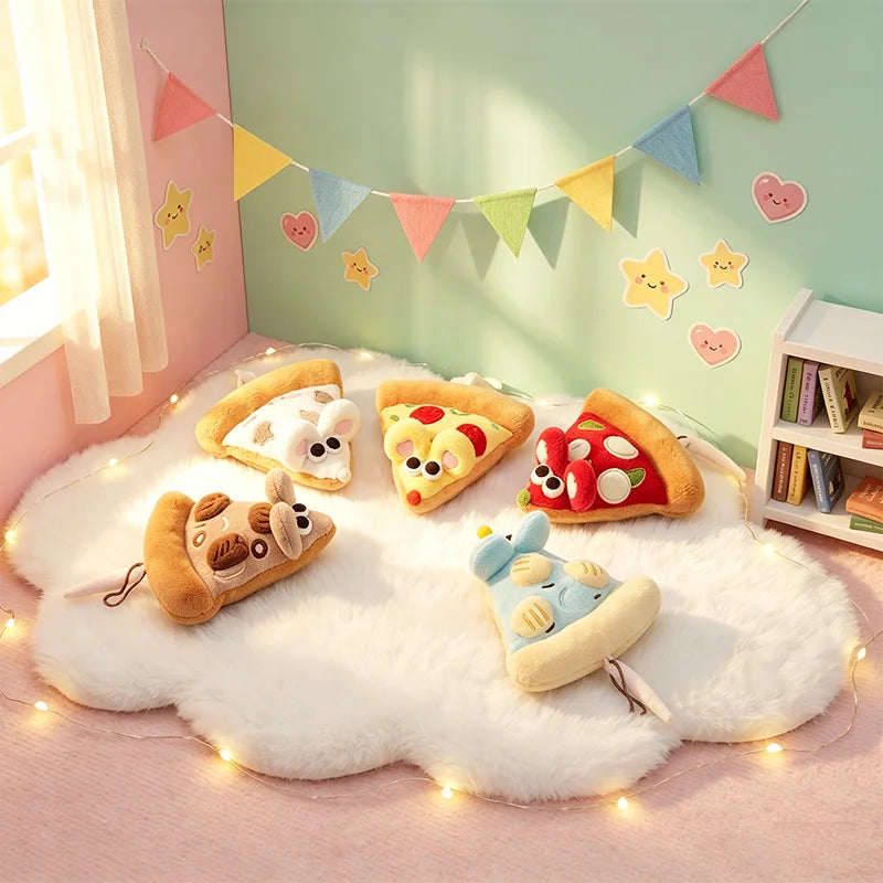Pizza Mouse Stuffed Plush Toy | Kawaii Mouse & Pizza Slice Set, 6\" | 15 cm