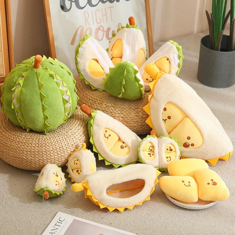 Tearable Durian Plushie | Detachable Stress-Relief Stuffed Fruit Toy