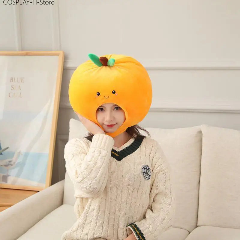 Plush Orange Novelty Hat, 14" | 35 cm