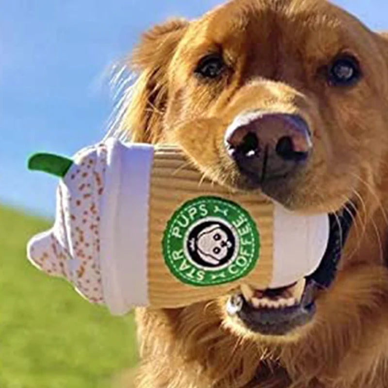 Jouet à mâcher en peluche Cappuccino qui couine, 6,5" | 17 cm