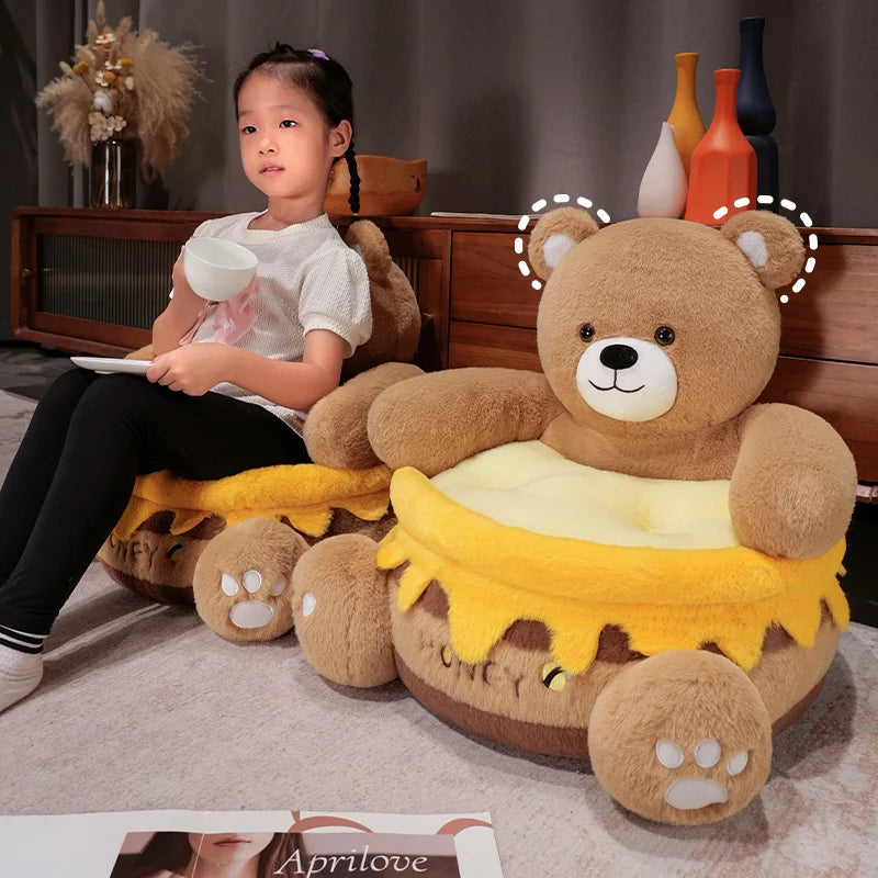 Fauteuil en peluche Honeypot Bear – Siège confortable et adorable pour les enfants !