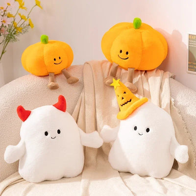 Halloween Pumpkin Ghost Plush Toy – Holiday Stuffed Plant Pillow
