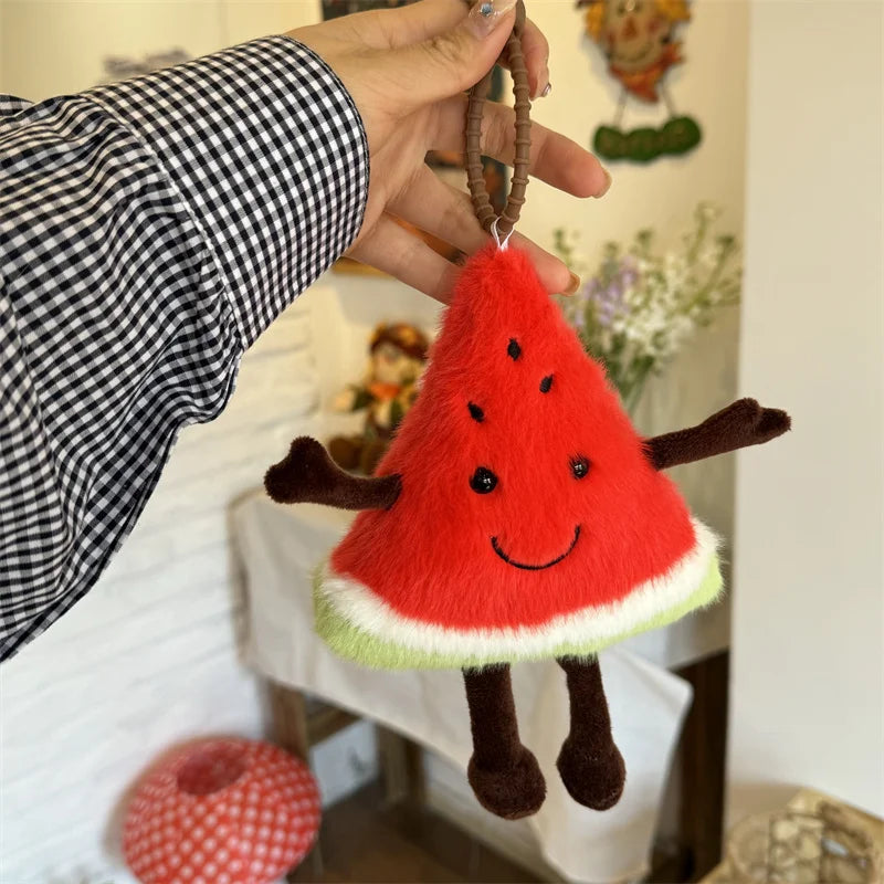Fruit Plush Keychains | Watermelon, Avocado & Apple Charms, 5" | 13 cm