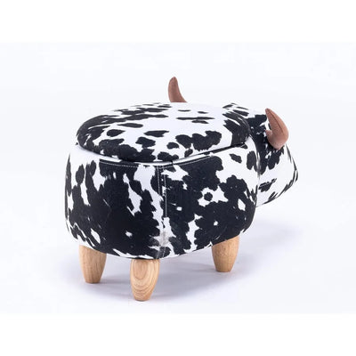 Ottomán de vaca con tela de terciopelo en dos colores