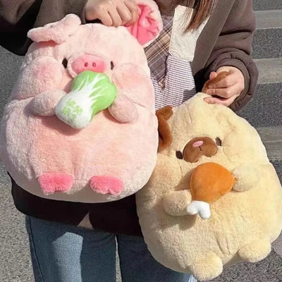 Cute Chubby Dog, Pig & Chick Plush Toy – Kawaii Stuffed Animal Pillow