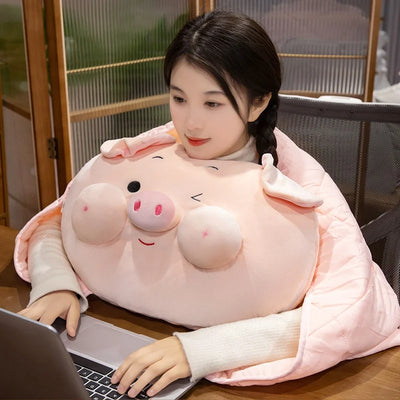 Soft Piggy Plush Pillow with Blanket, 16-20" | 40-50 cm