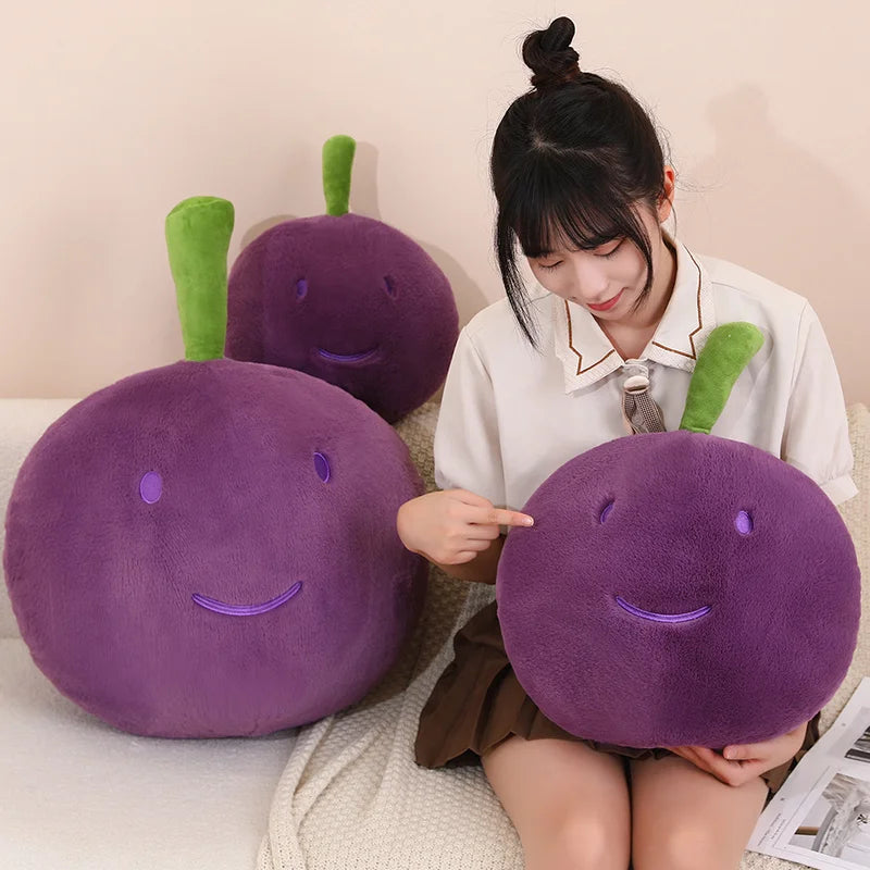 Purple Grape Plush Pillow – Kawaii Stuffed Fruit Toy