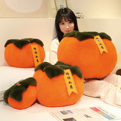 Fluffy Persimmon Plush Pillow – Long Back Support Cushion, 8" | 20 cm