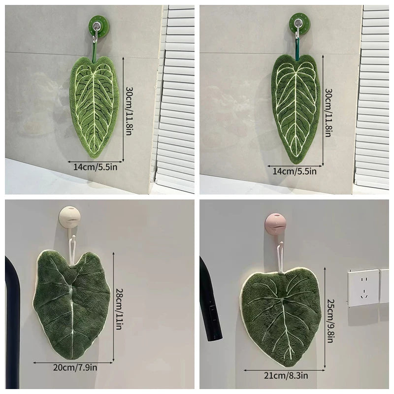 Leaf-Shaped Hand Towel – Hanging Kitchen Handkerchief