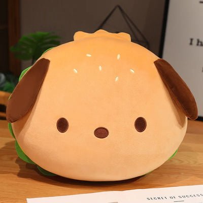 Capybara Hamburger Plush Pillow – Cute Food Stuffed Round Cushion