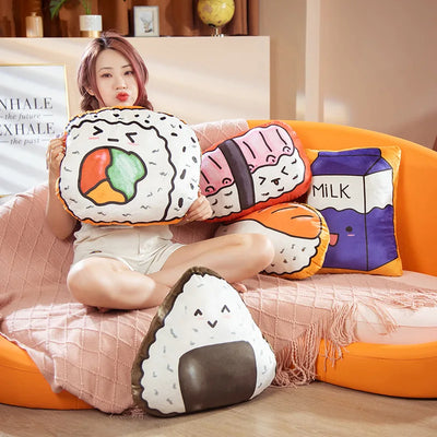 3D Onigiri & Sushi Plush Pillow – Kawaii Japanese Food Cushion