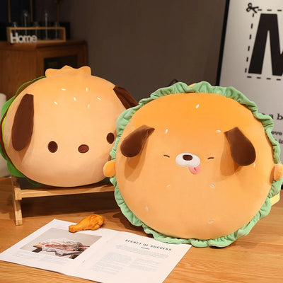 Capybara Hamburger Plush Pillow – Cute Food Stuffed Round Cushion