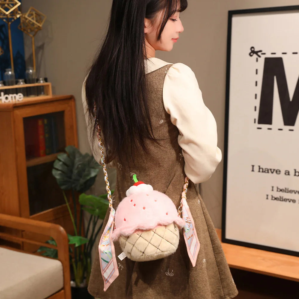 Strawberry Plush Dessert Bag – Kawaii Mini Crossbody, 9" | 23 cm