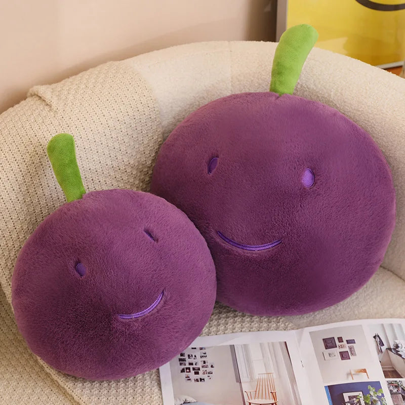 Purple Grape Plush Pillow – Kawaii Stuffed Fruit Toy