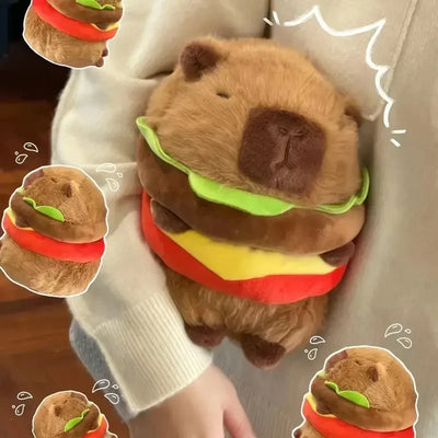 Capybara Hamburger Plushie – Stuffed Animal Toy - 20 cm / 8"