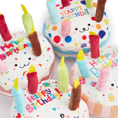 Birthday Cake Dog Squeaky Toy – Plush Molar Chew Toy for Pets