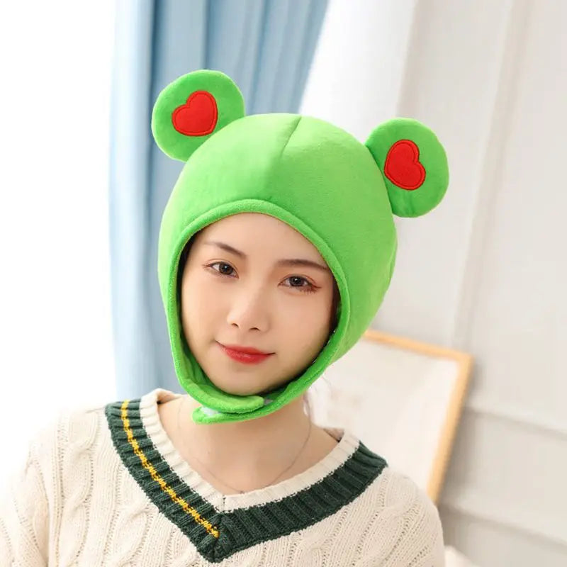 Frog Plush Headgear Hat | Novelty Stuffed Costume Cap