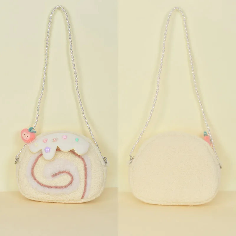Cake Roll Plushie Shoulder Bag, 11"x9" | 28x23 cm