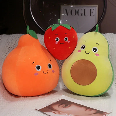 Kawaii Fruit Plush Pillows – Apple, Avocado, Strawberry & More, 4-12" | 10-30 cm
