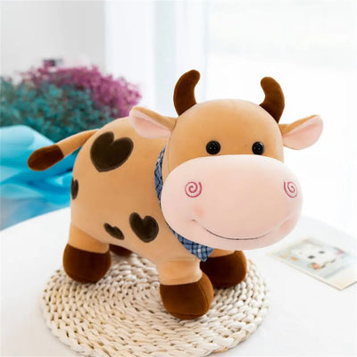 Vache laitière en peluche au chocolat, à la fraise ou au lait, 10-14" | 25-35 cm