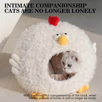 Chick-Shaped Cat & Dog Nest | Cozy Enclosed Animal Pet Bed
