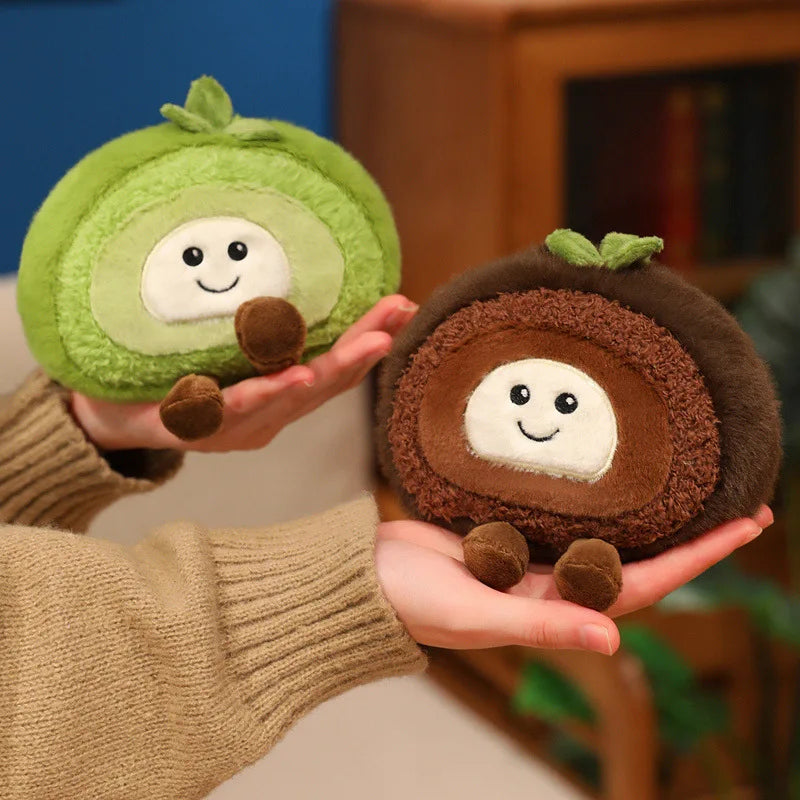 Kawaii Swiss Roll Plush Pillow | Stuffed Dessert Log Cake Toy, 4x6\" | 10x15 cm