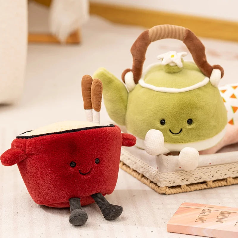 Kawaii Hot Pot & Tea Pot Plush Toys | Stuffed Kitchen Simulation Dolls