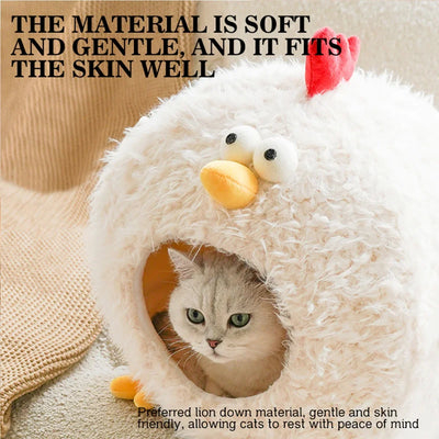 Chick-Shaped Cat & Dog Nest | Cozy Enclosed Animal Pet Bed