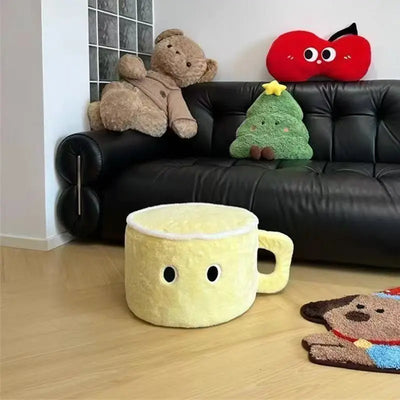 Big Eyes Water Cup Plush Cushion – Cartoon Floor Seating Block