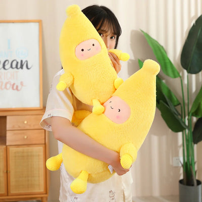 Kawaii Banana Man Plushie with Arms & Legs, 16" | 42 cm