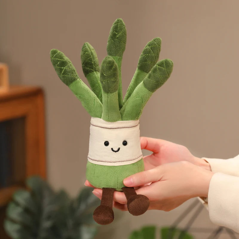 Smiling Vegetable Plush Dolls with Legs | Corn, Asparagus & Carrot Stuffed Toys