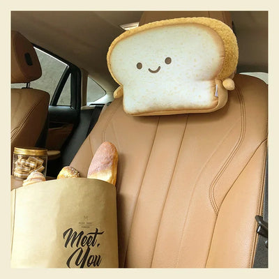 Toast-Shaped Car Headrest & Neck Pillow – Kawaii Car Seat Accessory