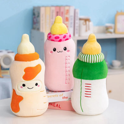 Kawaii Smiling Milk Bottle Plush Pillow | Cute Baby Bottle Stuffed Toy, 15\" | 38 cm