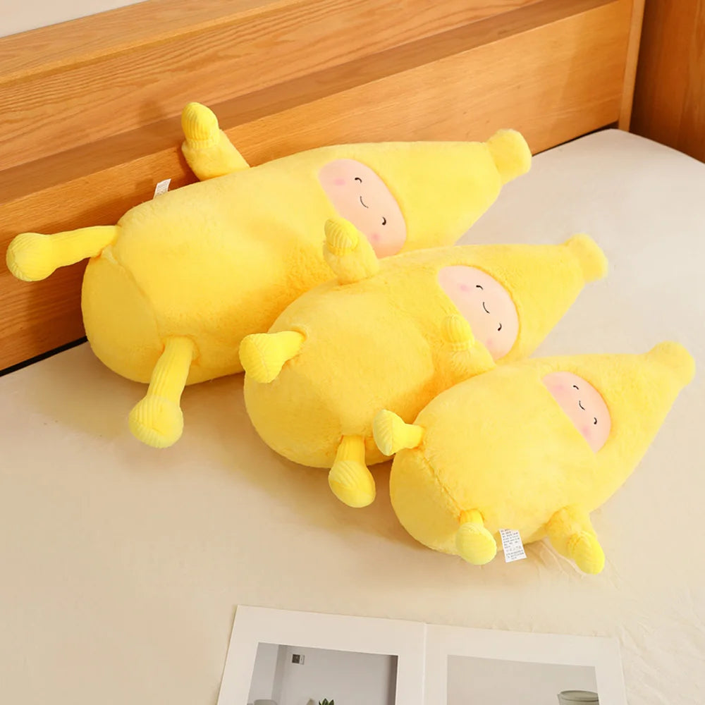 Kawaii Banana Man Plushie with Arms & Legs, 16" | 42 cm