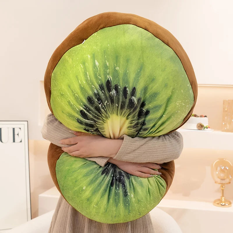 Round Kiwi Fruit Plush Floor Cushion, 8-24" | 20-60 cm