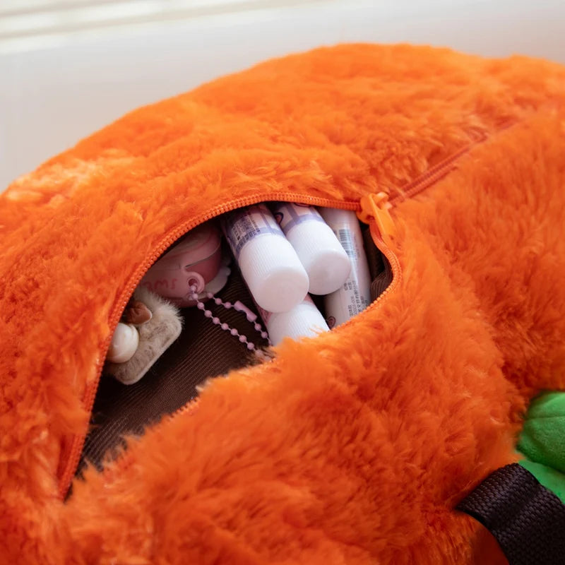 Halloween Pumpkin Plush Backpack – Stuffed Demon Pumpkin Bag