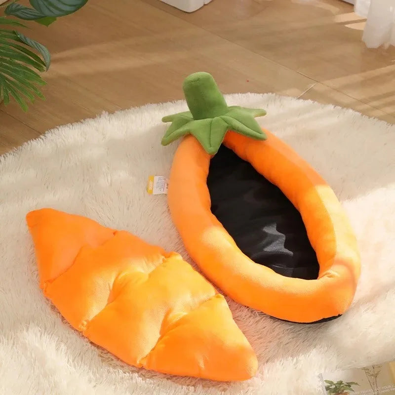 Vegetable-Shaped Pet Dog Bed | Kawaii Food-Themed Plush Sleeping Mat