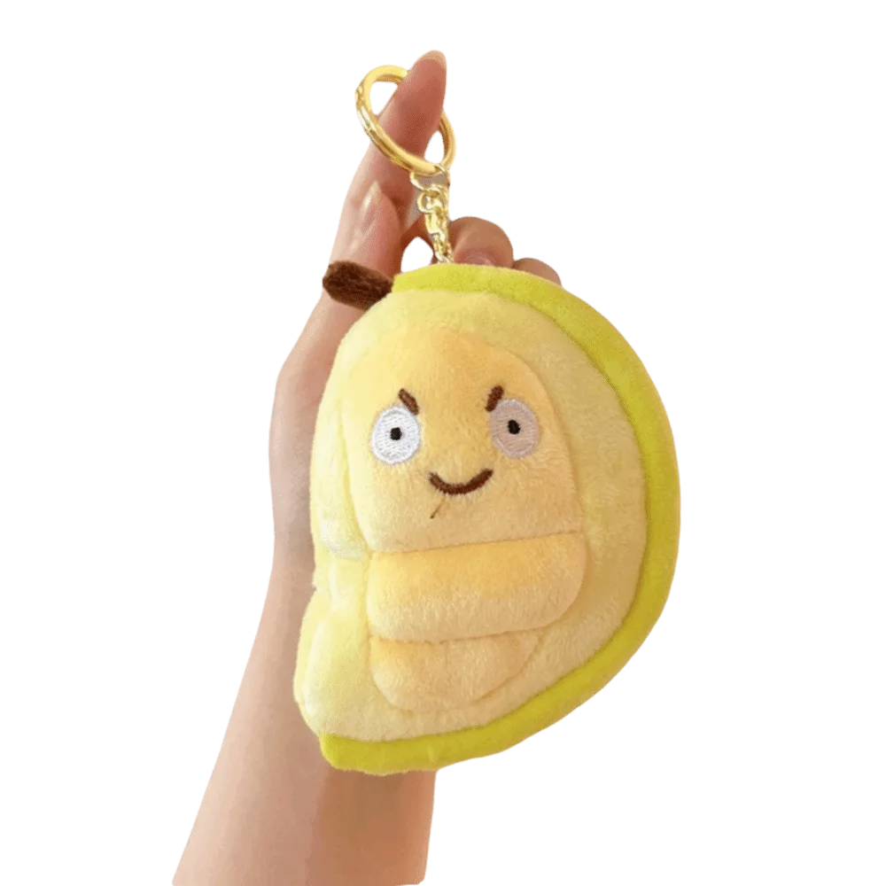 Plushie Cartoon Fruit Durian Keychain, 4" | 9.5 cm