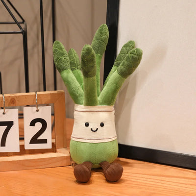 Smiling Vegetable Plush Dolls with Legs | Corn, Asparagus & Carrot Stuffed Toys