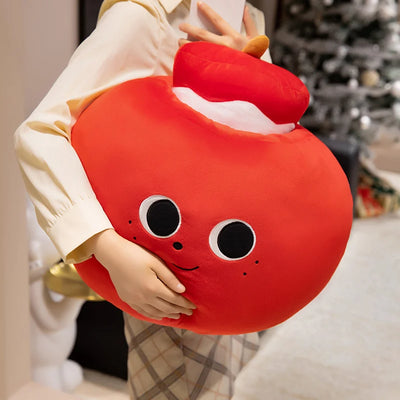 Kawaii Apple Plushie – Red, Yellow & Green, 12-16" | 30-40 cm