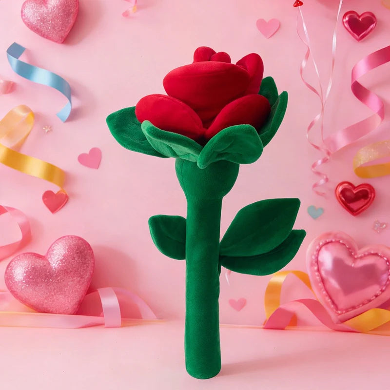 Plush Rose Flower Bouquet | Soft Stuffed Flower Gift Decor, 38cm