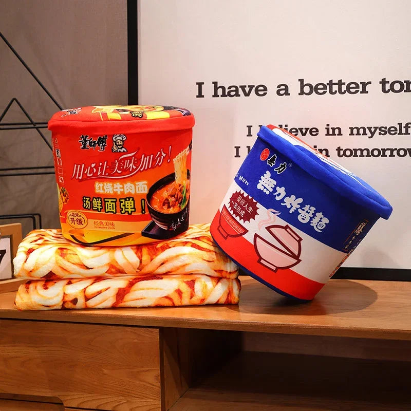 Plushie Instant Noodle Cup with Blanket – Ramen Bowl Pillow Gift