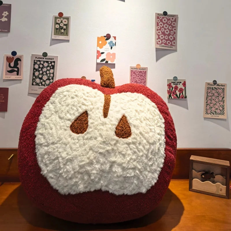 Stuffed Red Apple Plushie – Kawaii Fruit Toy & Room Ornament
