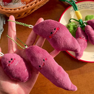 Kawaii Purple Sweet Potato Plush Keychain | Cute Stuffed Vegetable Pendant