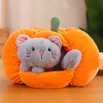 Pumpkin Plushie with Hidden Stuffed Animal