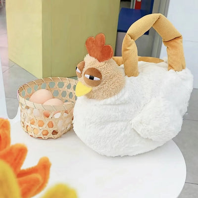 Chicken-Shaped Plush Crossbody Bag – Cute Cartoon Shoulder Bag